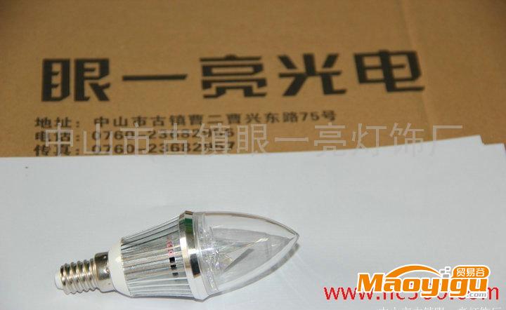 厂家优惠LED灯具——LED蜡尾灯  3W尖泡 银色 E14灯头