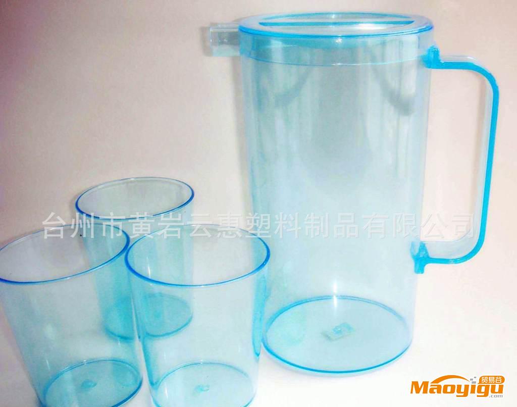 塑料冷水壶套装 塑料果汁壶套装 PS冷水具 环保水具 1.5L果汁壶
