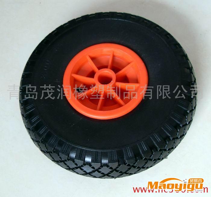 供应胶南生产 3.00-4PU轮 免充气轮 童车轮 耐磨不怕扎实心轮