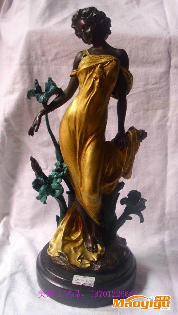 供应美琳雅阁T 3520铜雕 彩绘铜工艺品 女性雕塑