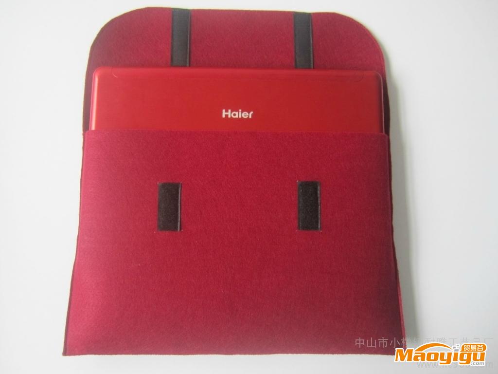 供应红色平面折叠10-17寸毛毡电脑内胆包，手提电脑包，防护套