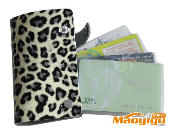 YX-113韩版豹纹女式真皮银行卡包  牛皮卡册 证件卡套