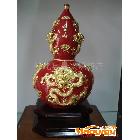 供应中国红釉漆线雕葫芦花瓶 陶瓷茶具 茶具套装批发 茶具厂家