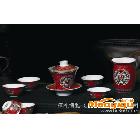 供应富贵红瓷盖碗功夫茶组  如艺茶具