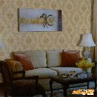 慕勒壁纸 欧洲大马士革 高档立体植绒 客厅卧室电视墙沙发墙纸