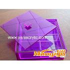 供应bymengya亚克力糖果盒紫色有盖四格亚克力糖果盒,食品盒