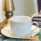 供应咖啡具欧式陶瓷咖啡杯套装创意星巴克英式黄金铂金碟子配勺子