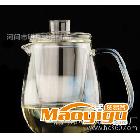 生产批发耐热玻璃茶具 高硼硅玻璃茶壶 玻璃条纹花茶壶壶