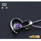 C005664AA925银吊坠 彩宝代理 加盟 批发 天然紫水晶项链女士饰品